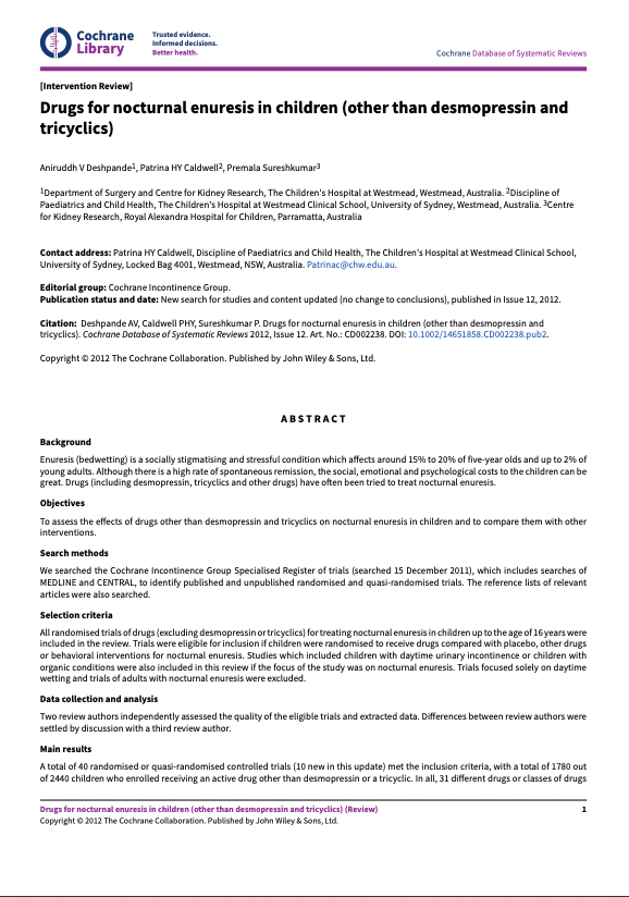 Cochrane Library abstract
