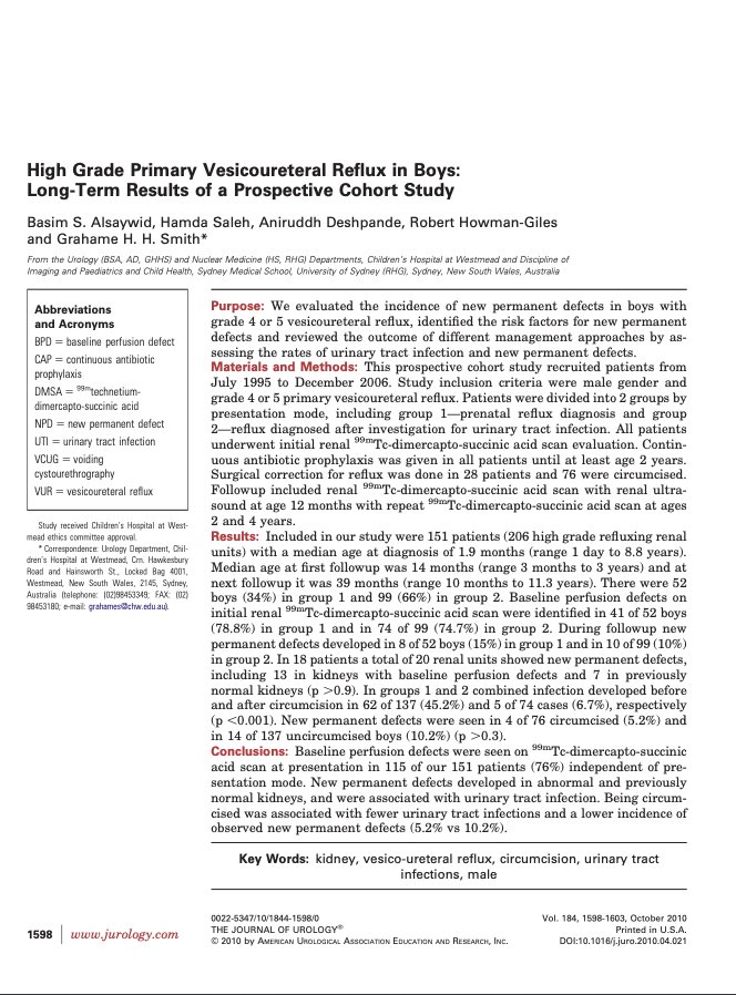 High-Grade Primary Vesicoureteral Reflux article